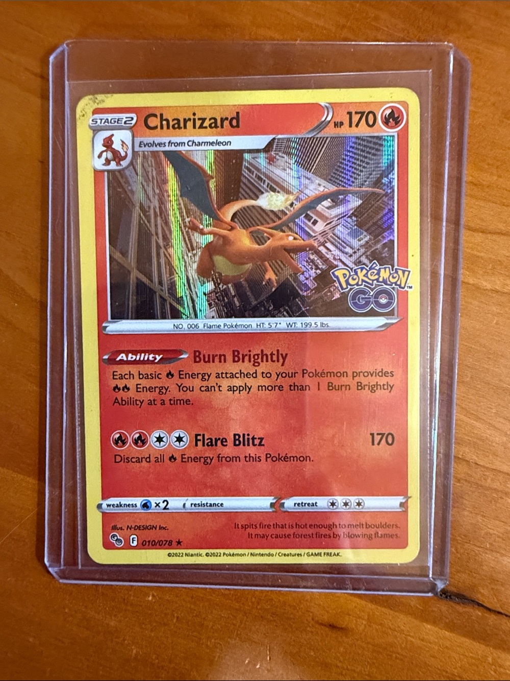 Pokemon Charizard Red and Yellow Holo Trading Card